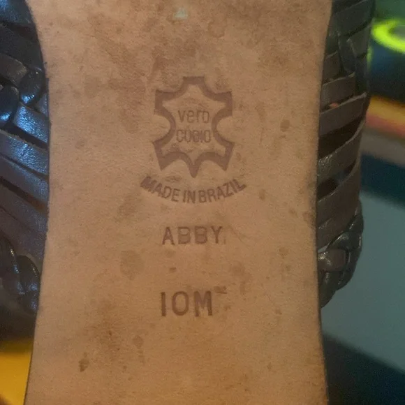 Brighton Abby Woven Leather Black & Brown Slip on Sandal - Sz 10M - Picture 4 of 11